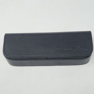 KENNETH COLE Black Leather Glasses Case Semi-Hard Case Magnetic Closure
